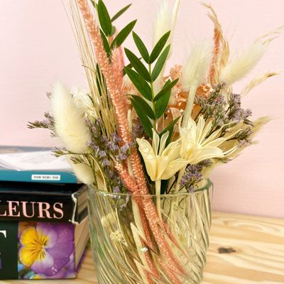 Fleurs séchées - Composition CAPUS- Bouquet de Fleurs Séchées avec son vase