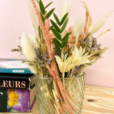 Composition CAPUS- Bouquet de Fleurs Séchées avec son vase
