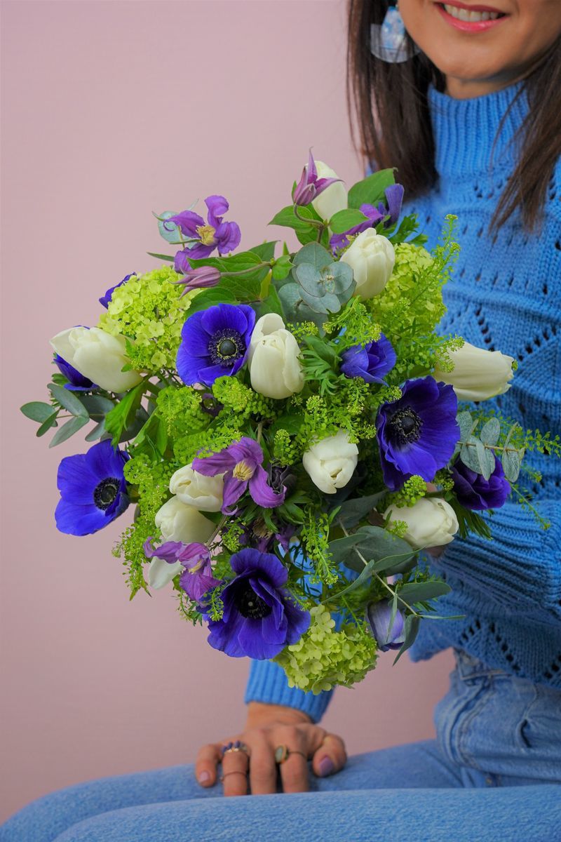 bouquet bleu et blanc 